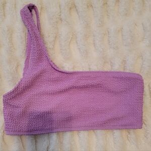 Purple One-Shoulder Textured Bathing Suit Top